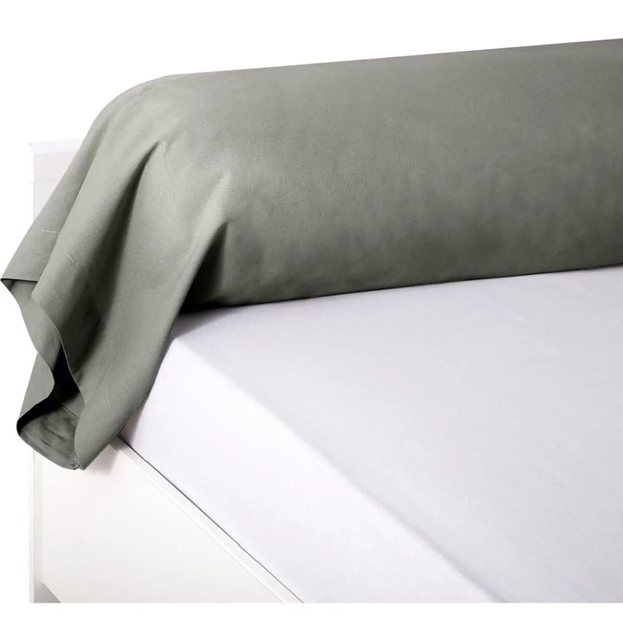 Taie de traversin uni gris 85xL185cm
