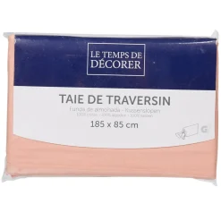 Taie de traversin unie rose saumon