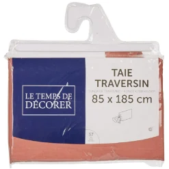 Taie de traversin unie rose pêche