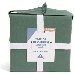Taie de traversin 85x185cm 100% coton percale vert