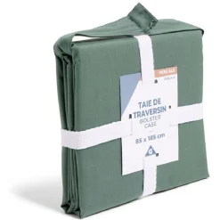 Taie de traversin 85x185cm 100% coton percale vert