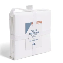 Taie de traversin 85x185cm 100% coton percale blanc