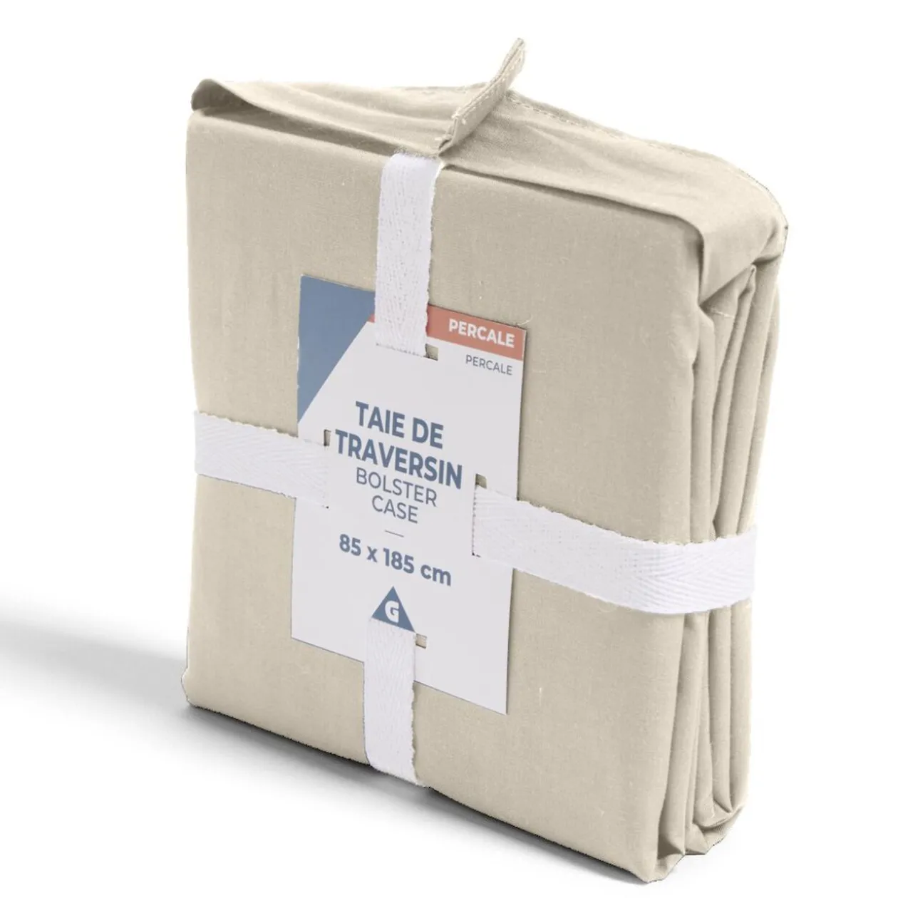 Taie de traversin 85x185cm 100% coton percale beige