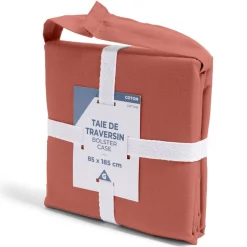 Taie de traversin 85x185cm 100% coton rouge brique