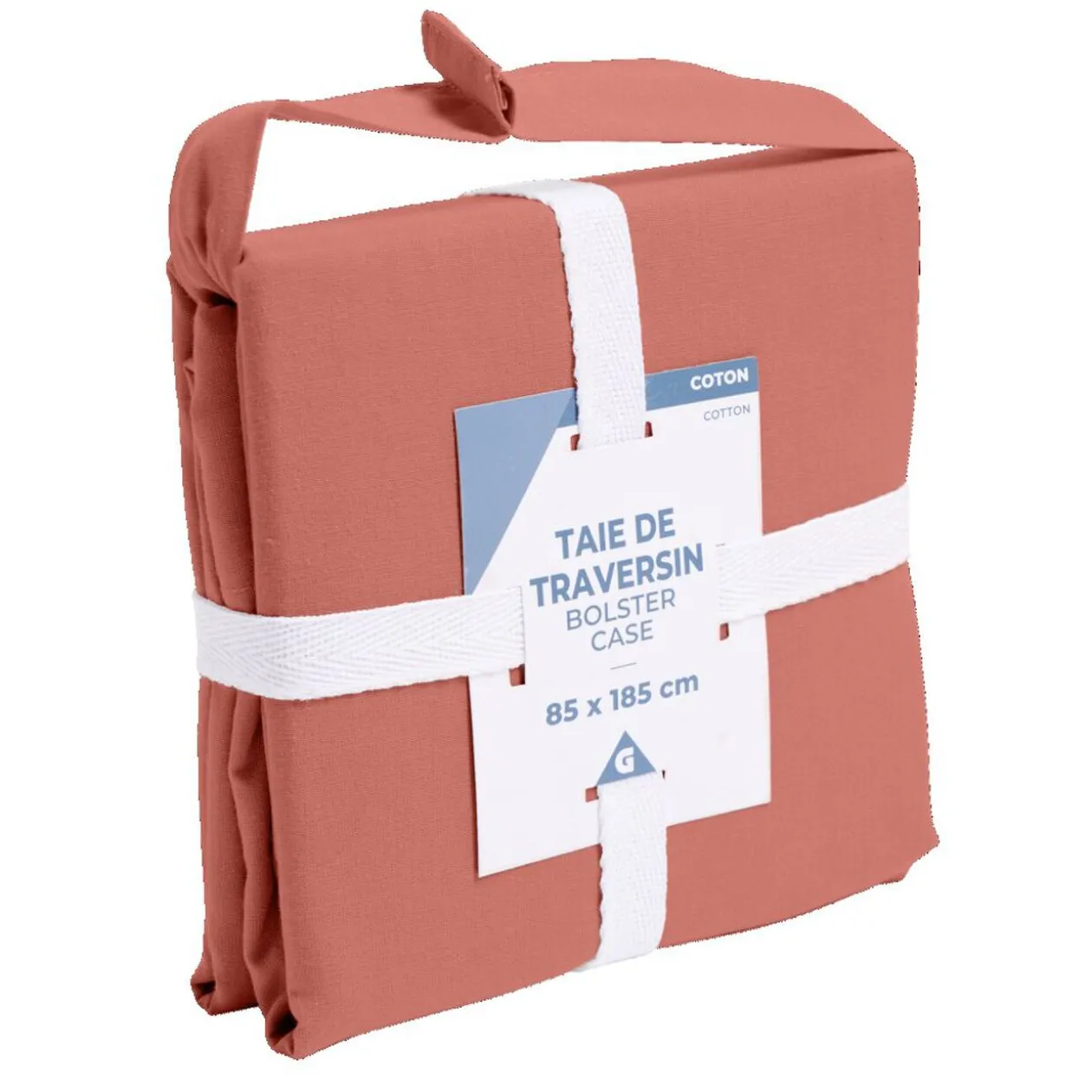 Taie de traversin 85x185cm 100% coton rouge brique