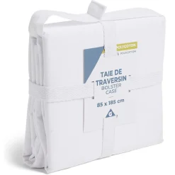 Taie de traversin 85x185cm polycoton blanc