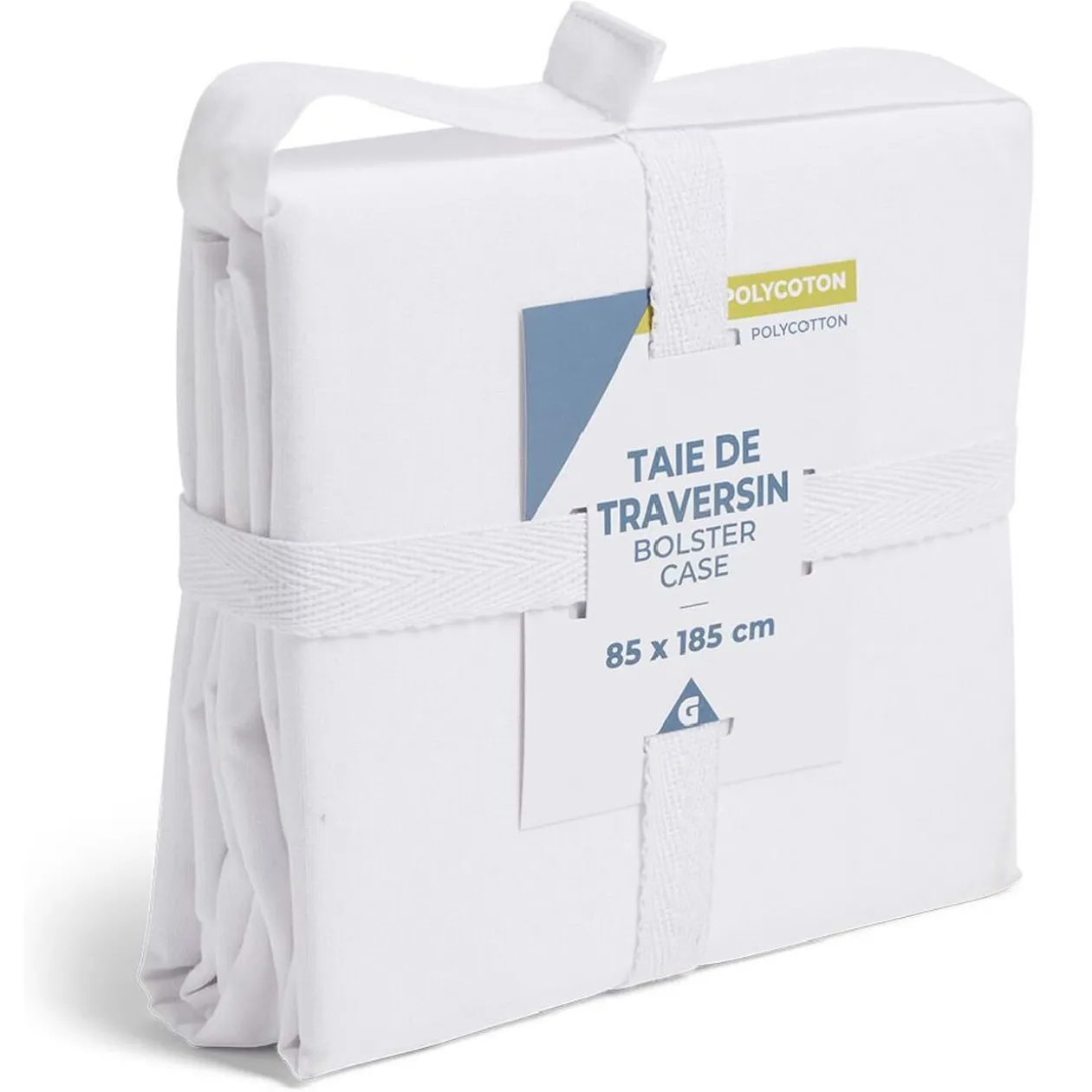 Taie de traversin 85x185cm polycoton blanc