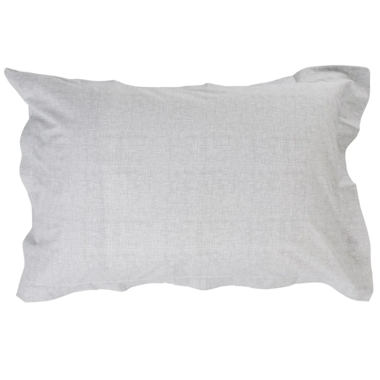 Taie d'oreiller à volant imprimé blanc et gris 50x70cm