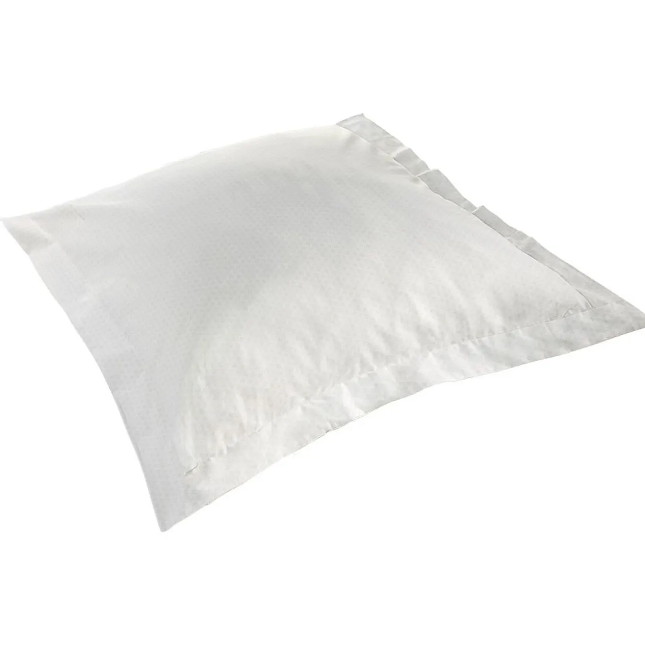 Taie d'oreiller à volant imprimé beige et blanc 63x63cm