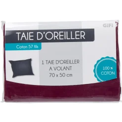 Taie d'oreiller à volant violet 50x70 cm