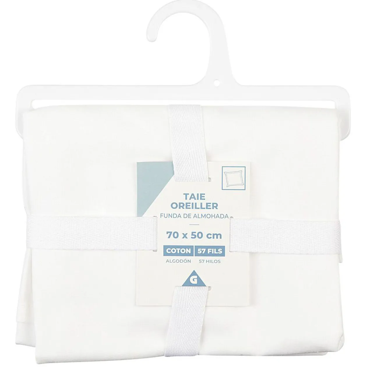 Taie d'oreiller avec volant en coton blanc 70x50 cm