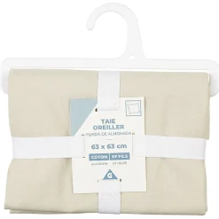Taie d'oreiller avec volant en coton beige 63x63 cm