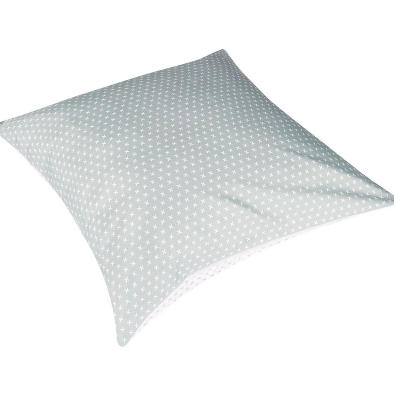 Taie d'oreiller carrée gris blanc imprimé croix X2