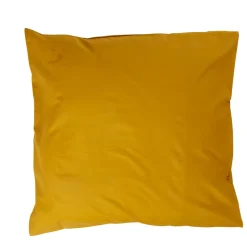 Taie d'oreiller carrée unie jaune moutarde avec revers