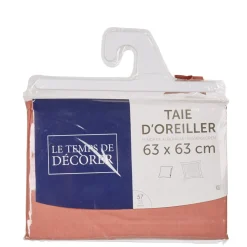Taie d'oreiller carrée unie rose pêche