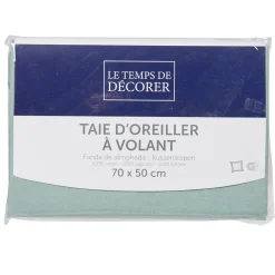 Taie d'oreiller rectangulaire unie vert d'eau