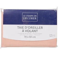 Taie d'oreiller rectangulaire unie rose saumon