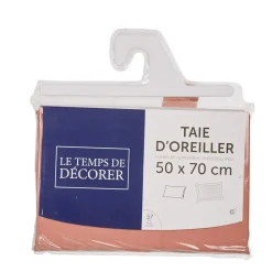 Taie d'oreiller rectangulaire unie rose pêche