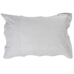 Taie d'oreiller rectangulaire à volant imprimé blanc et gris