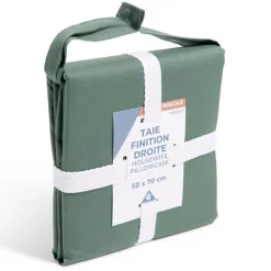 Taie d'oreiller 50x70cm 100% coton percale finition droite vert