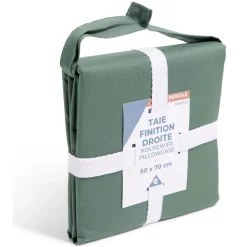Taie d'oreiller 50x70cm 100% coton percale finition droite vert