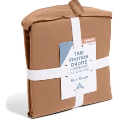 Taie d'oreiller 63x63cm 100% coton percale finition droite rouge