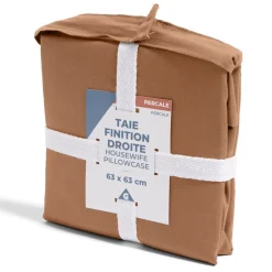 Taie d'oreiller 63x63cm 100% coton percale finition droite rouge