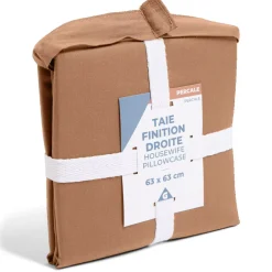 Taie d'oreiller 63x63cm 100% coton percale finition droite rouge