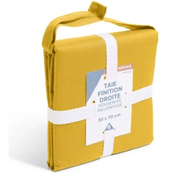 Taie d'oreiller 50x70cm 100% coton percale finition droite marron