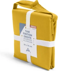 Taie d'oreiller 50x70cm 100% coton percale finition droite marron