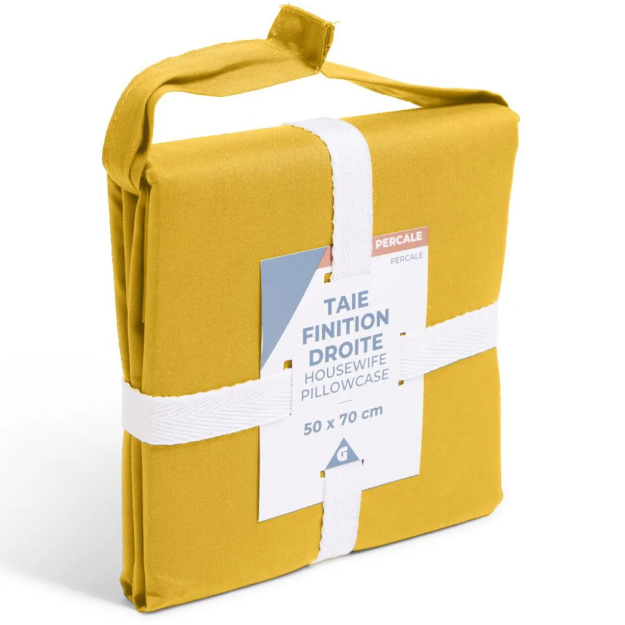 Taie d'oreiller 50x70cm 100% coton percale finition droite marron