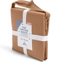 Taie d'oreiller 50x70cm 100% coton percale finition droite rouge