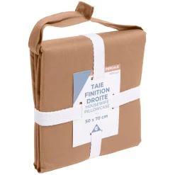 Taie d'oreiller 50x70cm 100% coton percale finition droite rouge