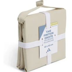 Taie d'oreiller 63x63cm polycoton finition droite beige