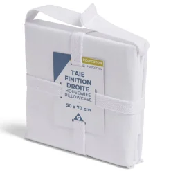 Taie d'oreiller 50x70cm polycoton finition droite blanc