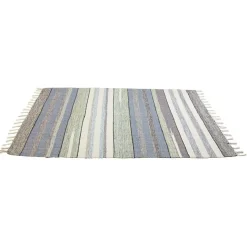 Tapis à franges bayadère beige marron vert