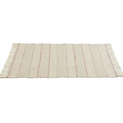 Tapis à franges motif chevron beige