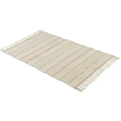Tapis à franges motif chevron beige