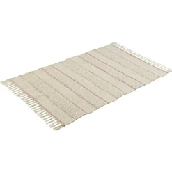Tapis à franges motif chevron beige