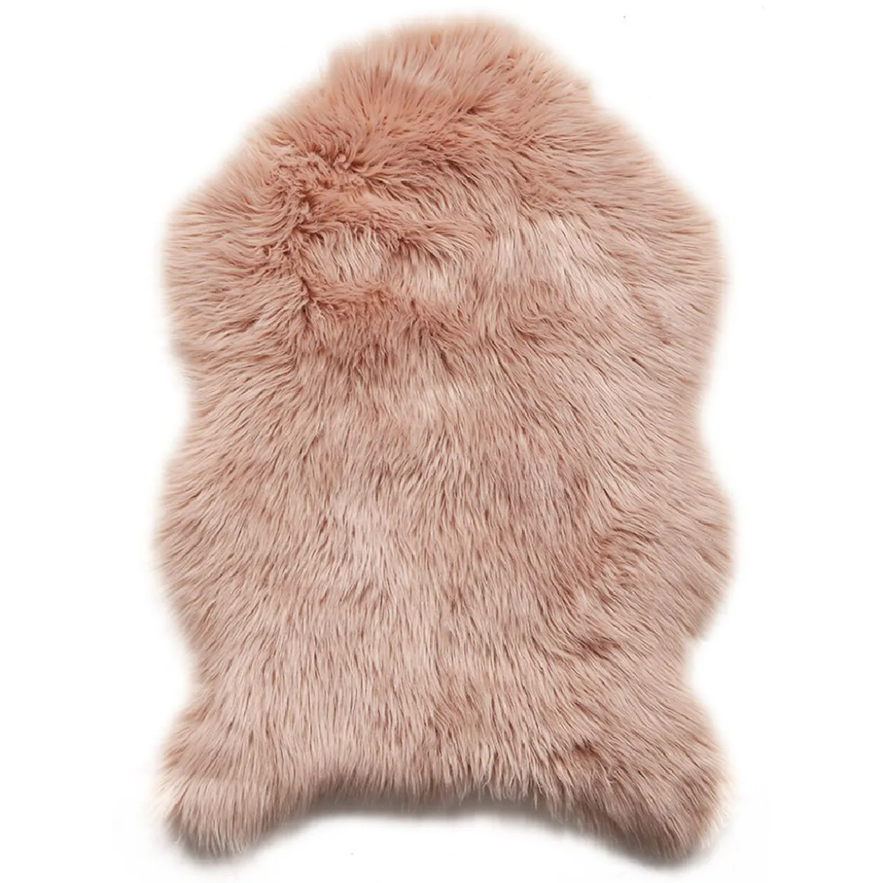 Tapis à poils longs Furcy rose poudré