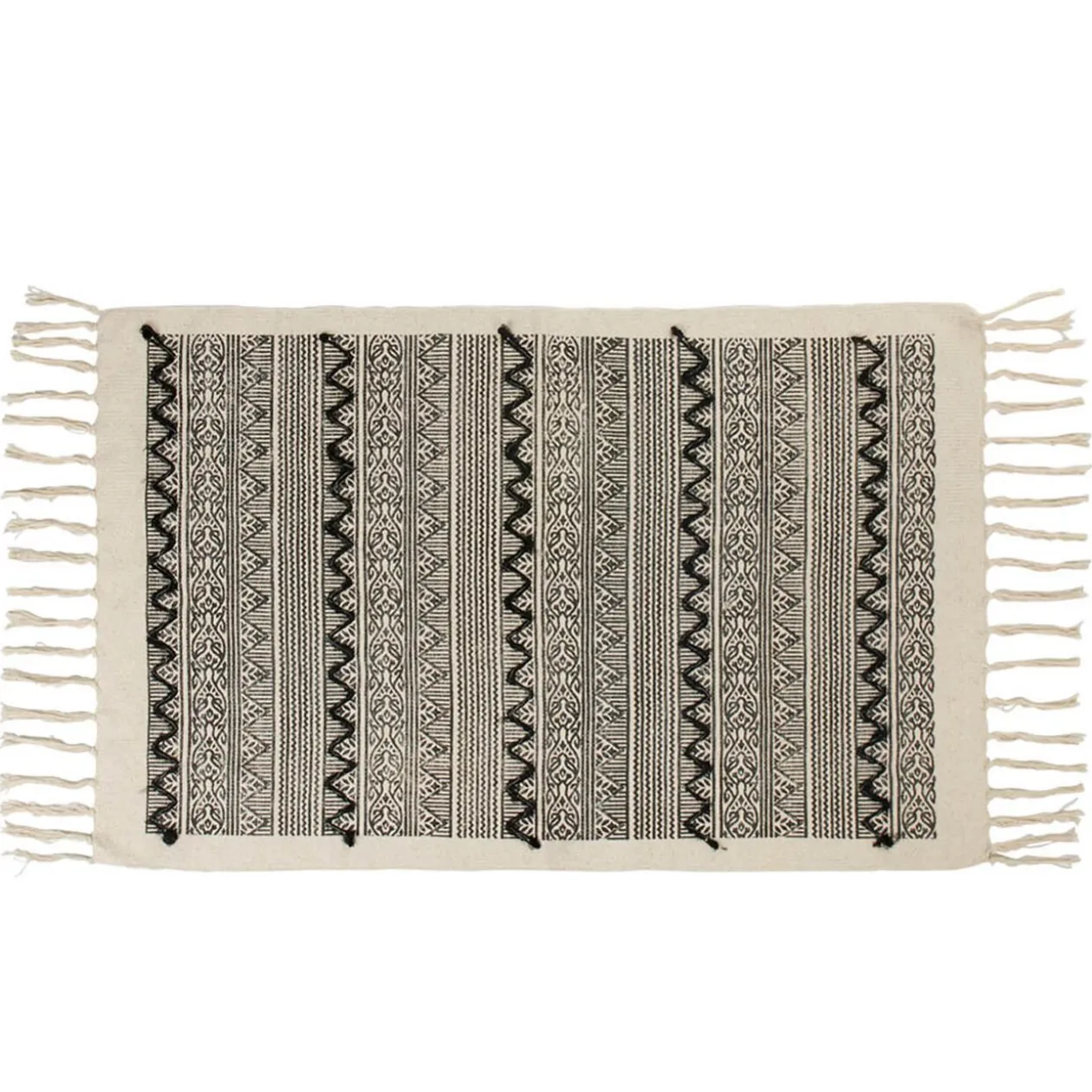 Tapis berbère Influence blanc motif flèches noir