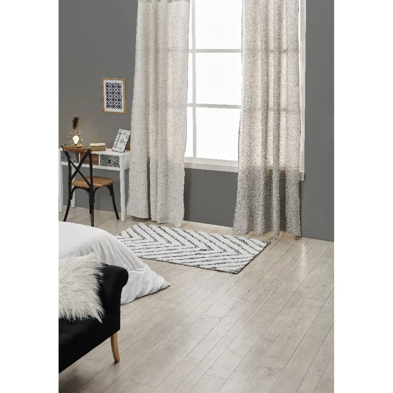 Tapis berbère Influence blanc motif flèches noir