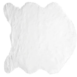 Tapis blanc fourrure forme peau de bête 150x100cm