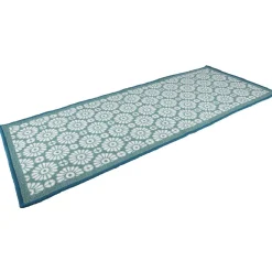 Tapis de couloir rétro vert à fleurs blanches