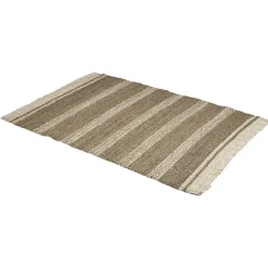 Tapis en jonc beige et blanc à rayures
