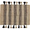 Tapis en jute avec pompon noir L60X90 cm