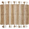 Tapis en jute avec pompon blanc L60X90 cm