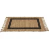 Tapis en jute naturel imprimé rectangle noir