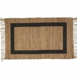 Tapis en jute naturel imprimé rectangle noir