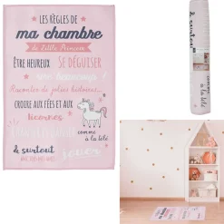 Tapis fille Les règles de ma chambre Little Princesse rose 60x90cm